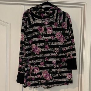 LuLaRoe Black and White and pink floral hoodie size 3XL